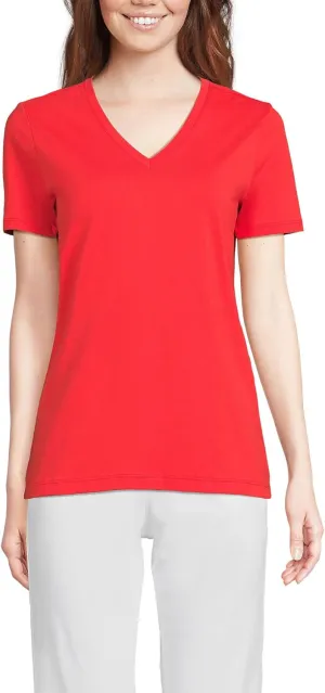 Lands' End Women's Relaxed American-Grown Supima Cotton V-Neck T-Shirt