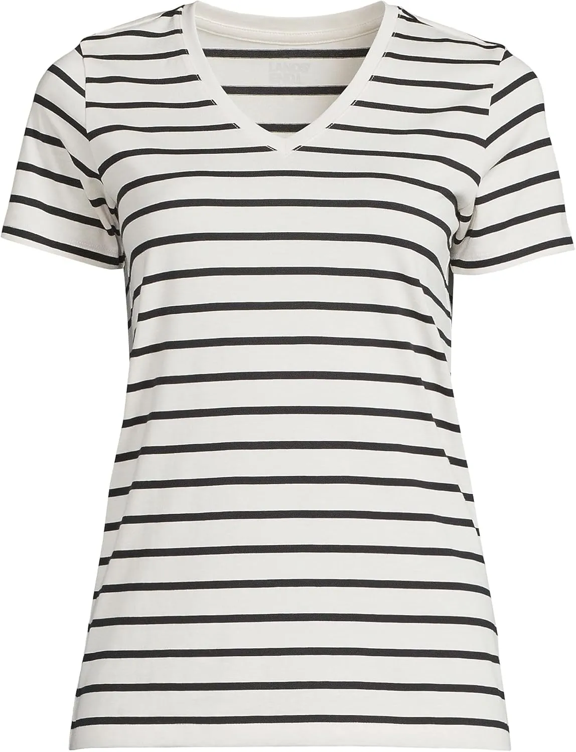 Lands' End Women's Relaxed American-Grown Supima Cotton V-Neck T-Shirt