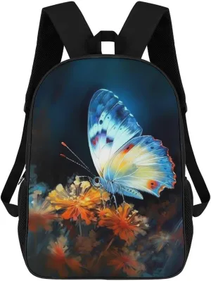 Laptop Backpack Casual Daypack Waterproof Butterflies And Flowers Computer Bag Business Work Bag for Travel, 17inch