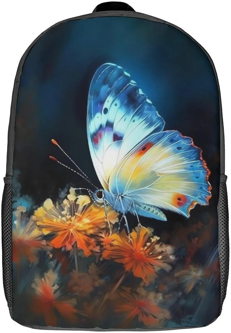 Laptop Backpack Casual Daypack Waterproof Butterflies And Flowers Computer Bag Business Work Bag for Travel, 17inch