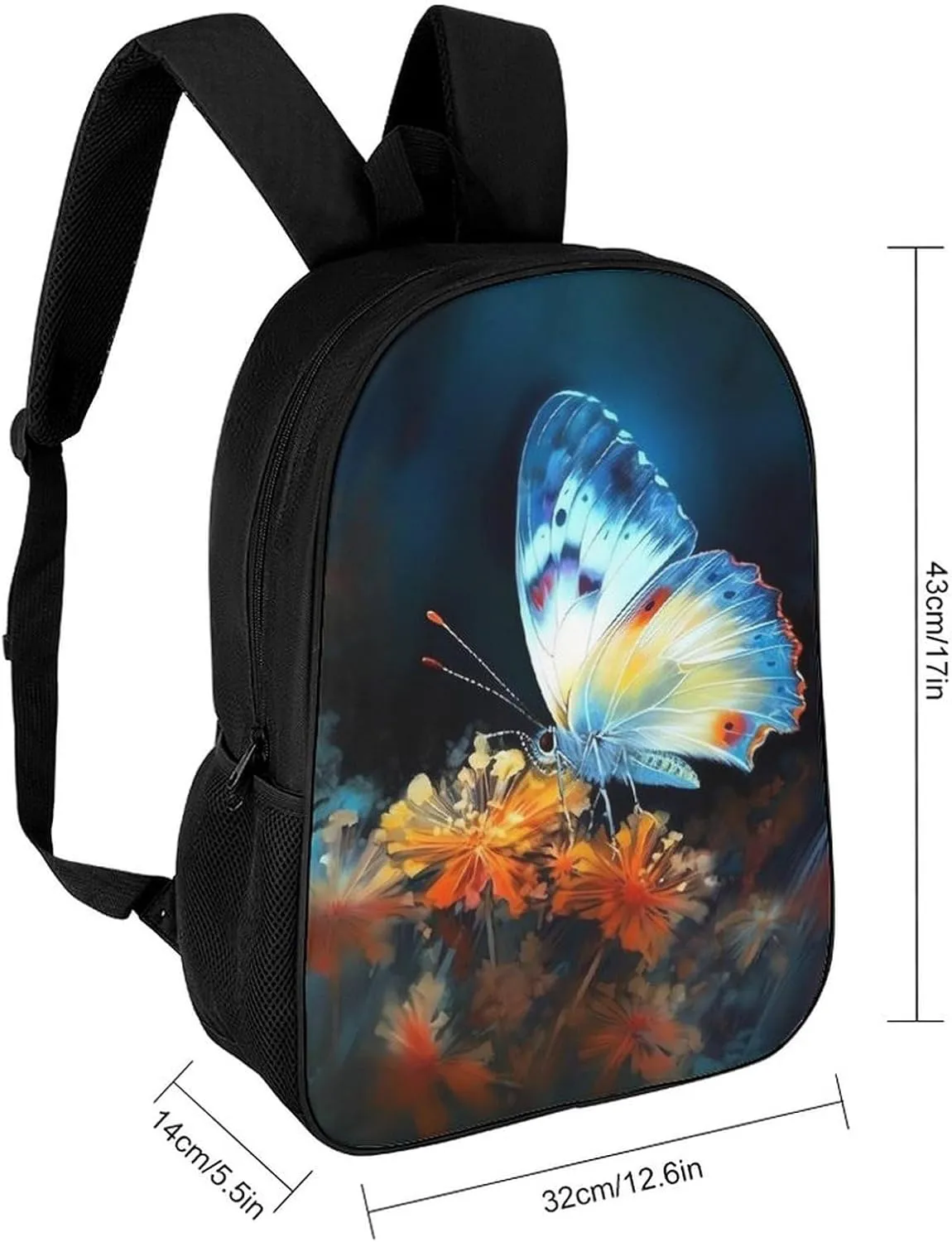 Laptop Backpack Casual Daypack Waterproof Butterflies And Flowers Computer Bag Business Work Bag for Travel, 17inch