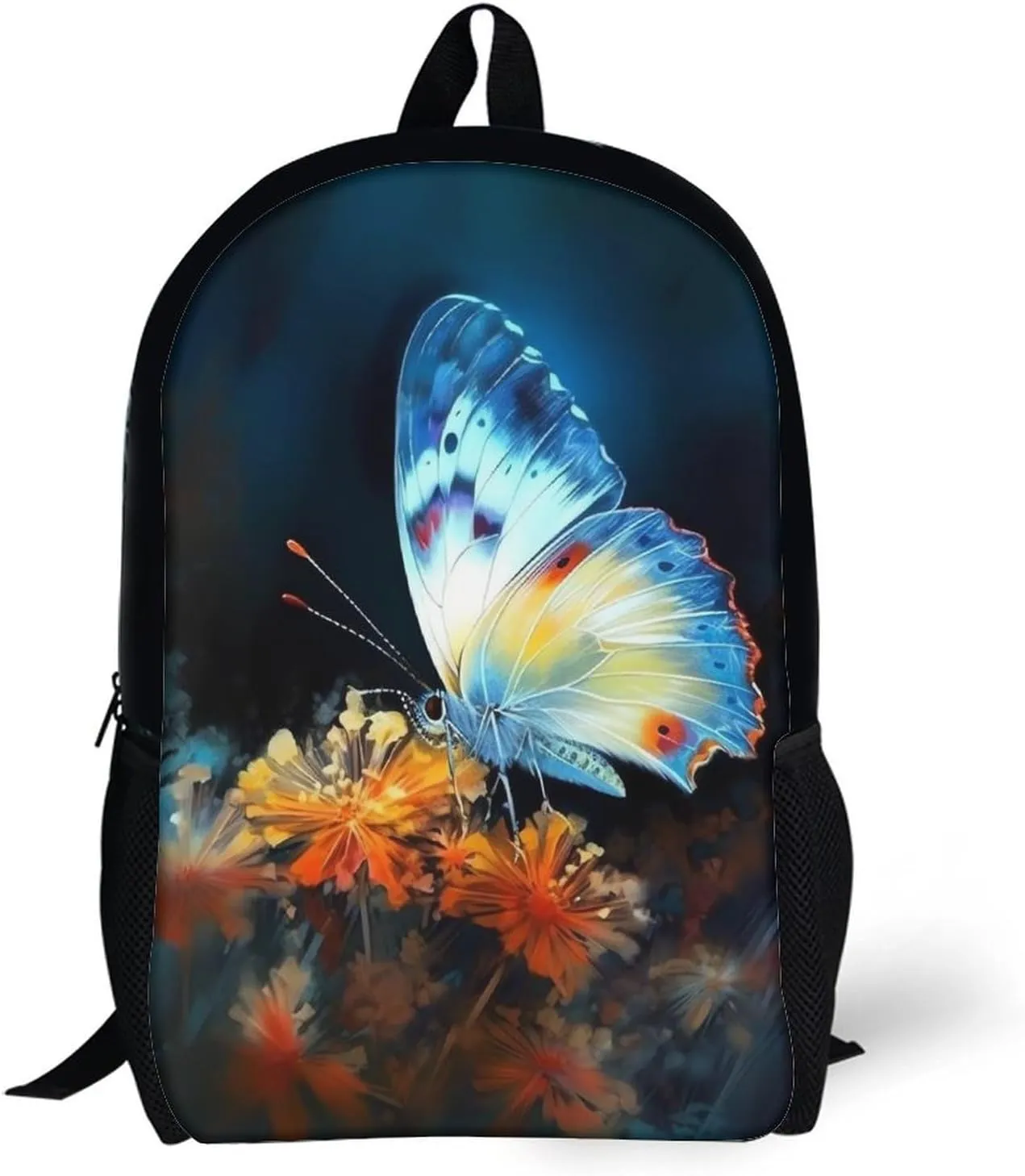 Laptop Backpack Casual Daypack Waterproof Butterflies And Flowers Computer Bag Business Work Bag for Travel, 17inch