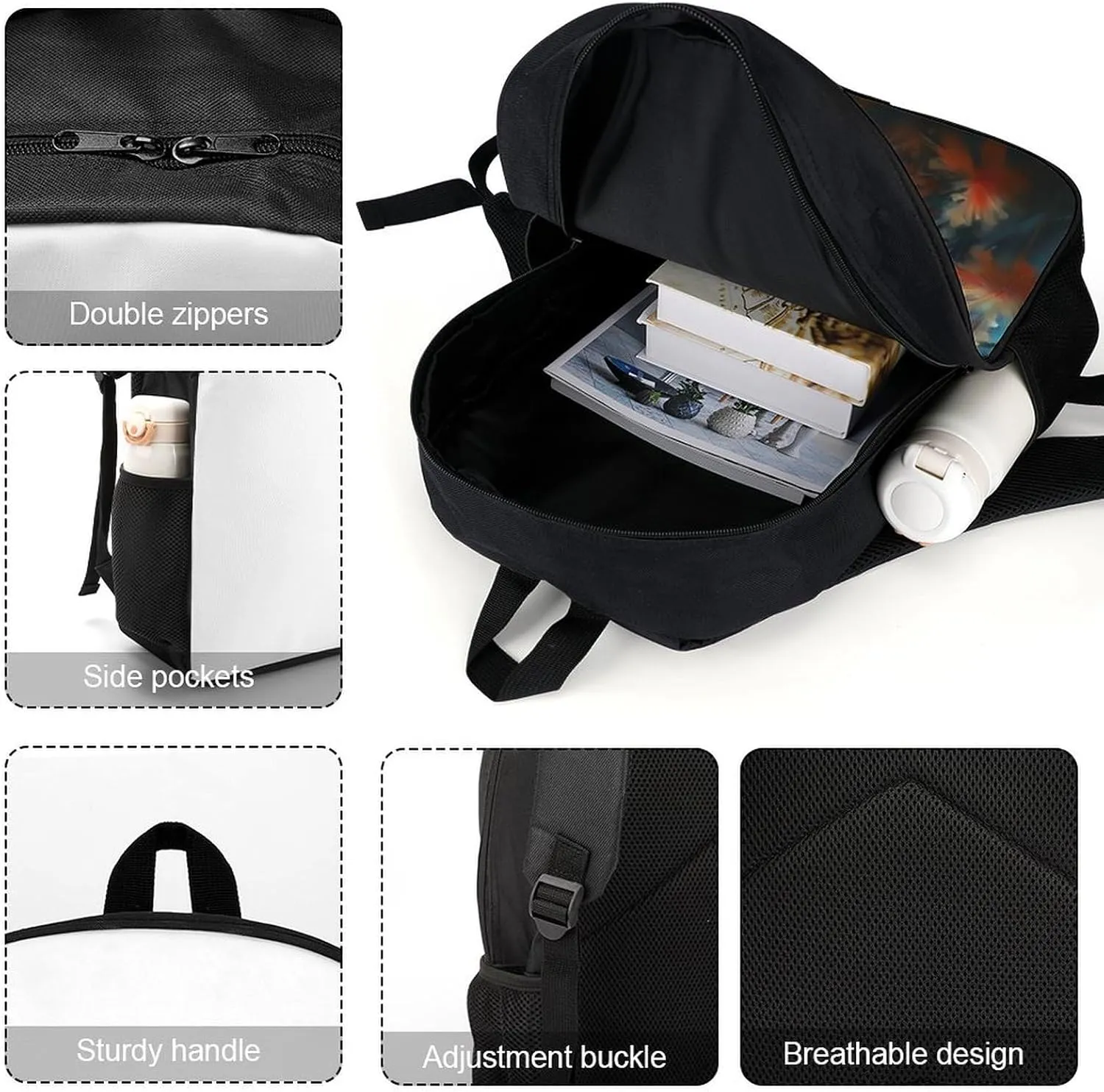 Laptop Backpack Casual Daypack Waterproof Butterflies And Flowers Computer Bag Business Work Bag for Travel, 17inch