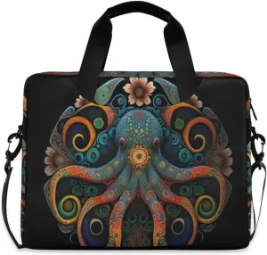 Laptop Bag (Mandala Octopus), Laptop Sleeve Case with Non-Slip Comfortable Shoulder Strap Multi-Pockets Messenger Bag Briefcase Fits 13-16 inch Laptop Computer Tablet
