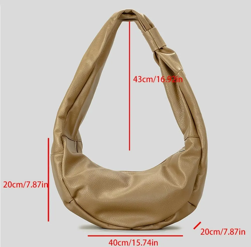 Large Dumpling Shoulder Bags for Women Y2K Crescent Totes PU Leather Bag Handbag Fashion Underarm Satchels