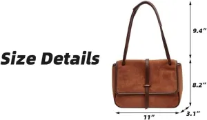 Large Handbags for Women Soft Suede Tote Bag Spacious Square Shoulder Purse Vintage Crossbody Messenger Satchel Hobo Bags