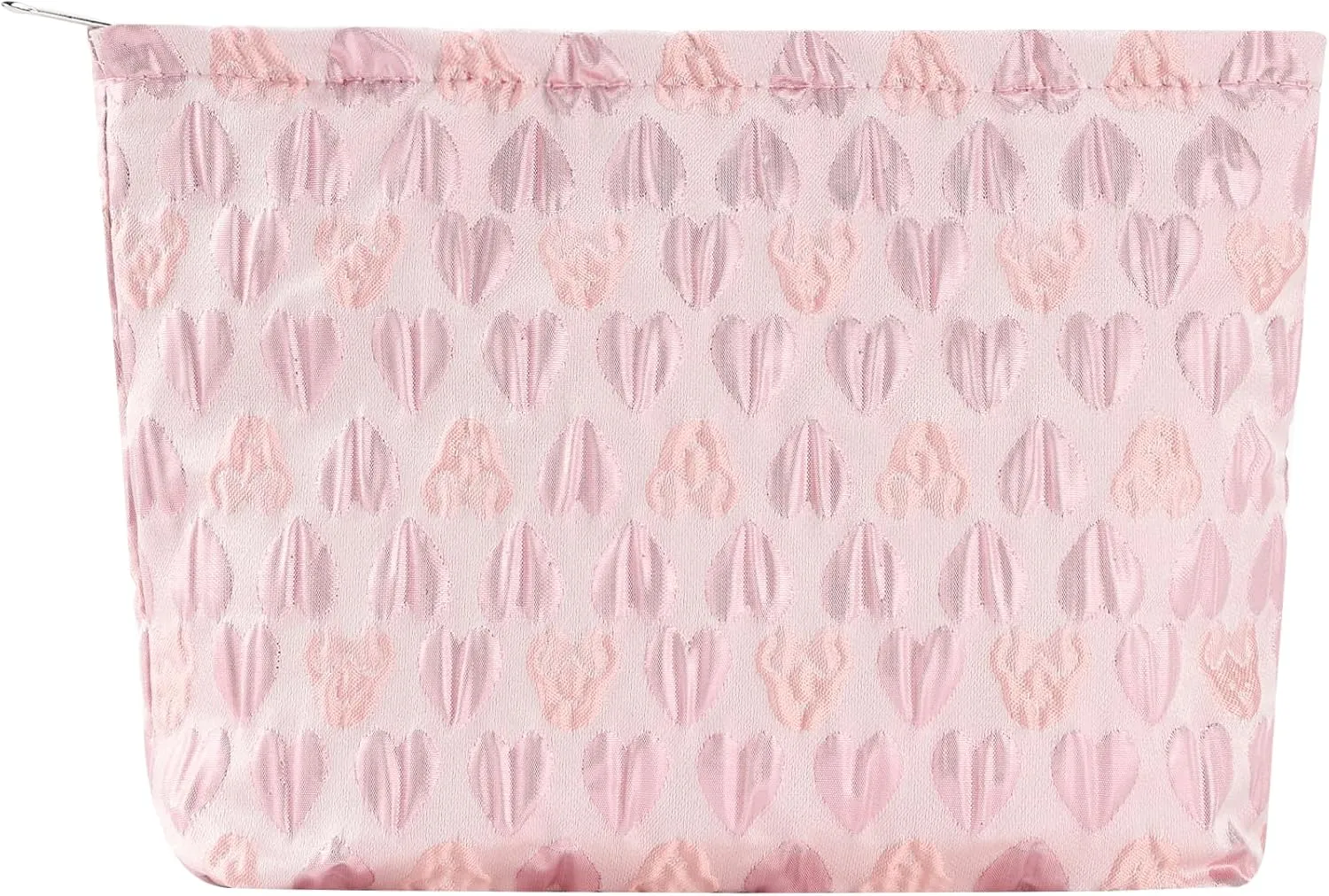 Large Makeup Bag for Women Canvas Cosmetic Bag Spacious and Cute Pencil Pouch Travel Beauty Tolietry Bag Pink Heart