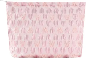 Large Makeup Bag for Women Canvas Cosmetic Bag Spacious and Cute Pencil Pouch Travel Beauty Tolietry Bag Pink Heart