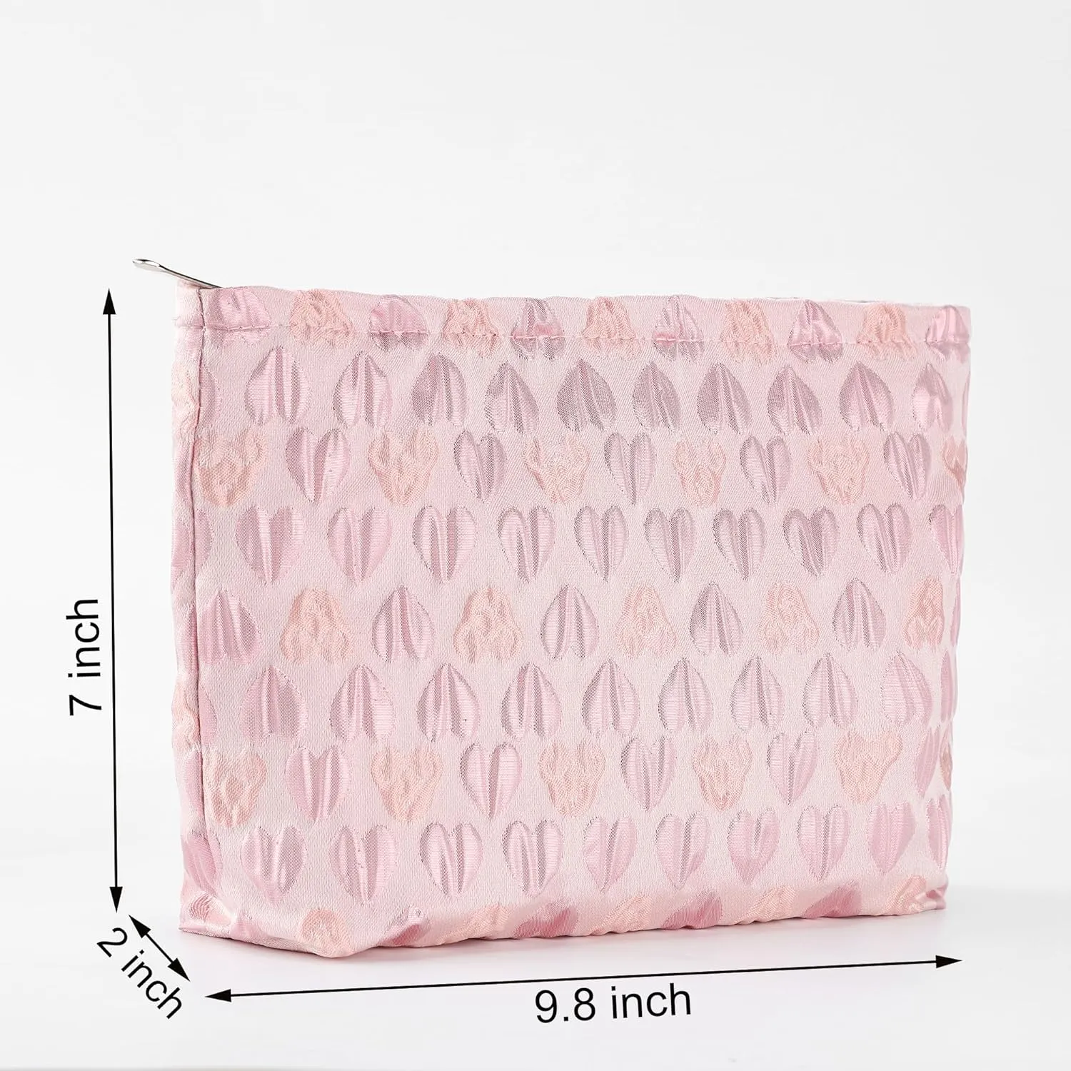 Large Makeup Bag for Women Canvas Cosmetic Bag Spacious and Cute Pencil Pouch Travel Beauty Tolietry Bag Pink Heart
