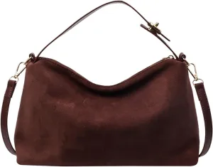 Large Tote Bag,Goth Purse,Suede Shoulder Bags for Women Retro Fall Clutch Saddle Bag Small Tote Bag Satchels Work Purses Slouchy Crescent Handbag