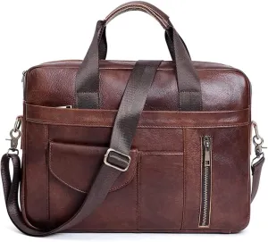 Leather Briefcases for Men,Soft Leather Laptop Bag for Men Slim But Spacious,Fits 15.6-inch Laptops(Size : 40 * 30 * 8cm) (Color : Brown)
