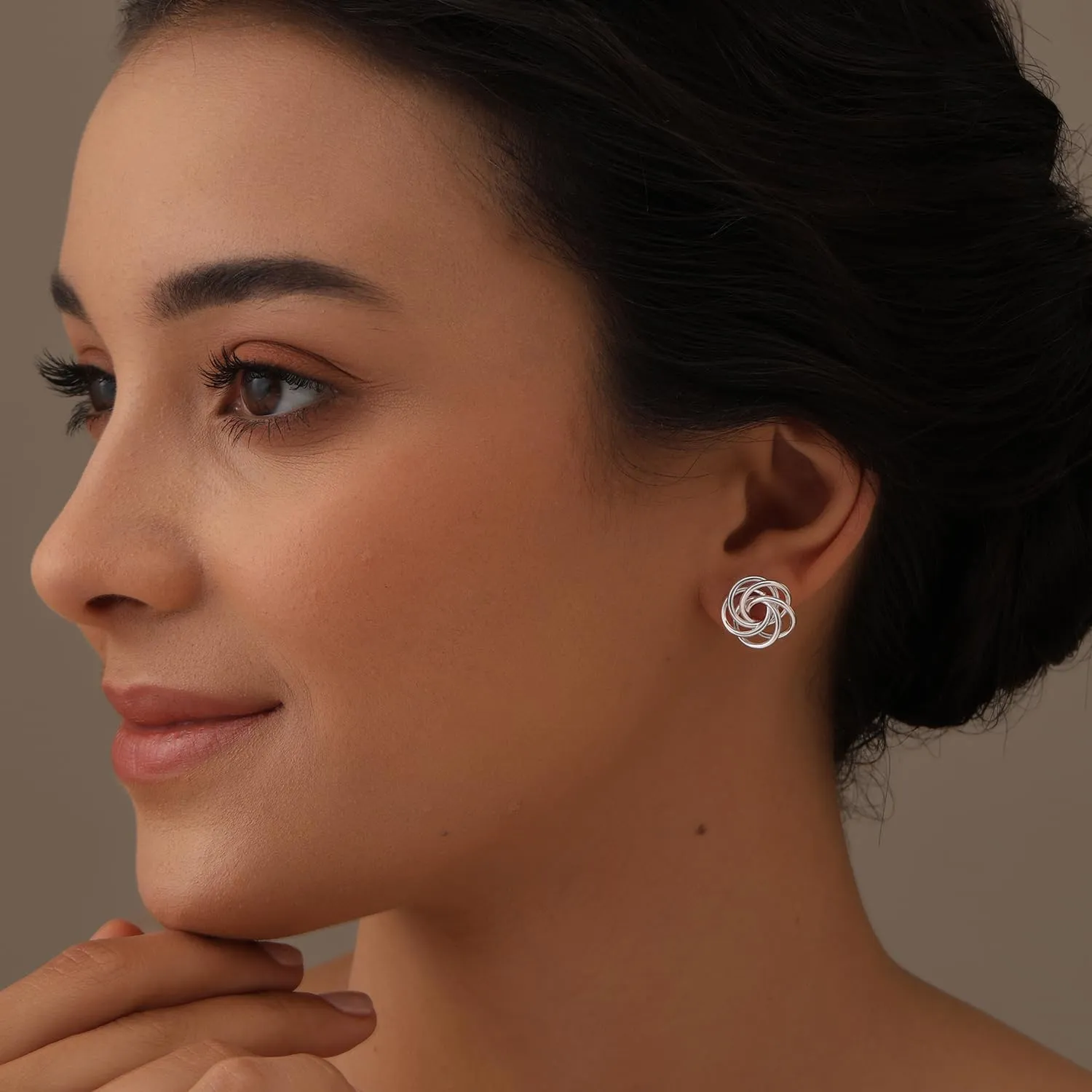 LeCalla Sterling Silver Love Knot Stud Earrings - 925 Silver Classic Earrings for Women