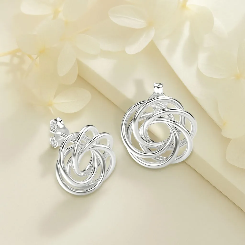 LeCalla Sterling Silver Love Knot Stud Earrings - 925 Silver Classic Earrings for Women