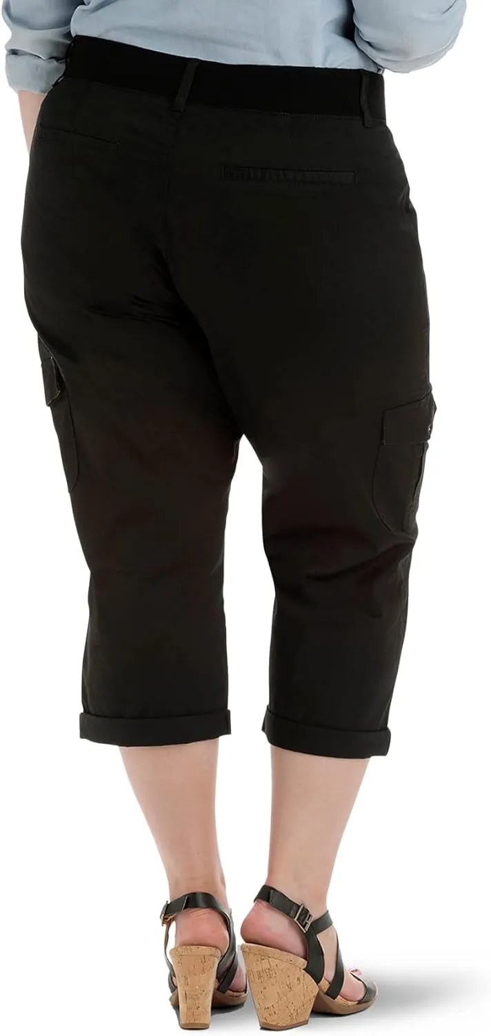 Lee Women's Plus Size Relaxed Fit Austyn Knit Waist Cargo Capri Pant