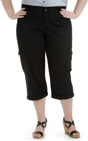 Lee Women's Plus Size Relaxed Fit Austyn Knit Waist Cargo Capri Pant