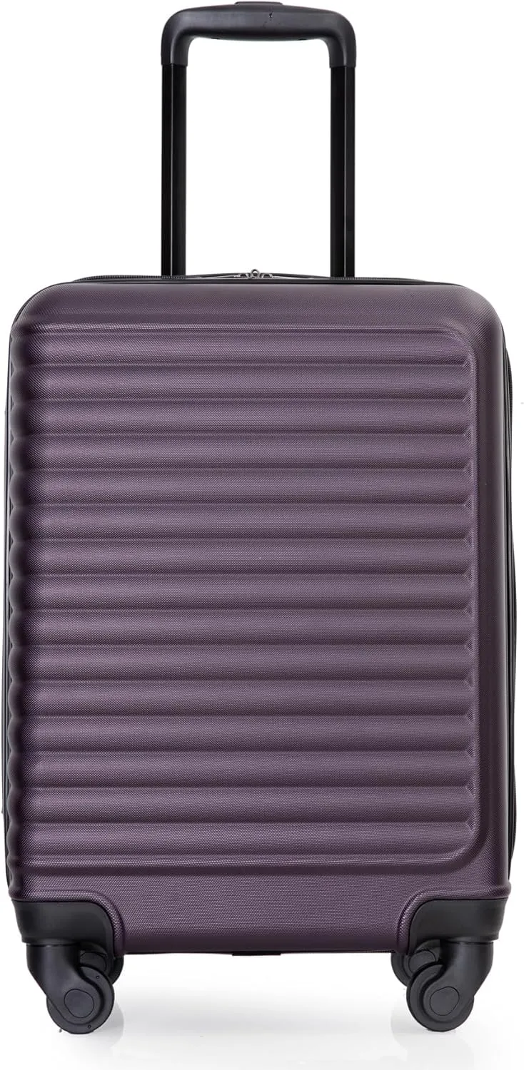 Lightweight 20" Carry On Luggage with 360 Spinner Wheels, Durable ABS Material, Comfortable Handles, Organized Interior, Purple
