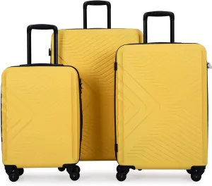 Lightweight 3 Piece Luggage Set for Stress-Free Travel, Secure Design with Spinner Wheels, Spacious and Organized, Yellow