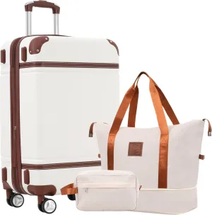 Lightweight Hardshell Luggage Set for Stress-Free Travel, Spacious and Stylish with Spinner Wheels, 28-Inch Suitcase and Travel Bags, White