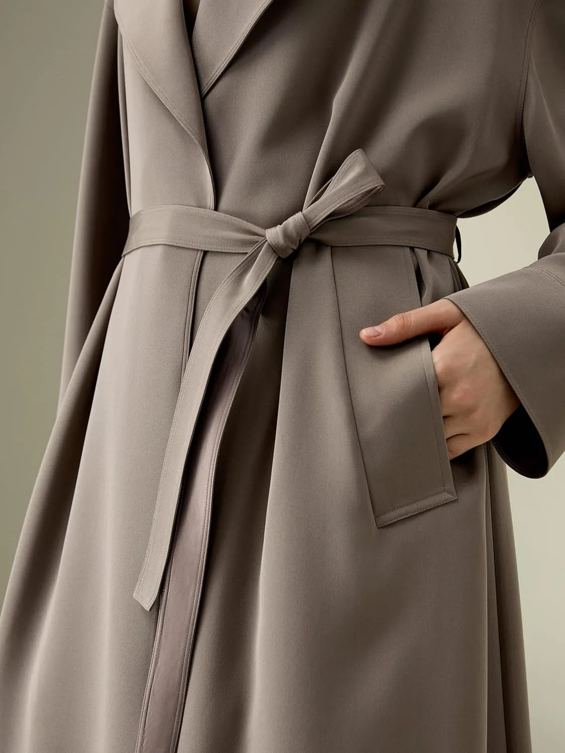 LilySilk Silk Trenchcoat for Women Oversized Relaxed Fit Long Silk Coat Lapel Drop Shoulder Comfortable Silk Outerwear