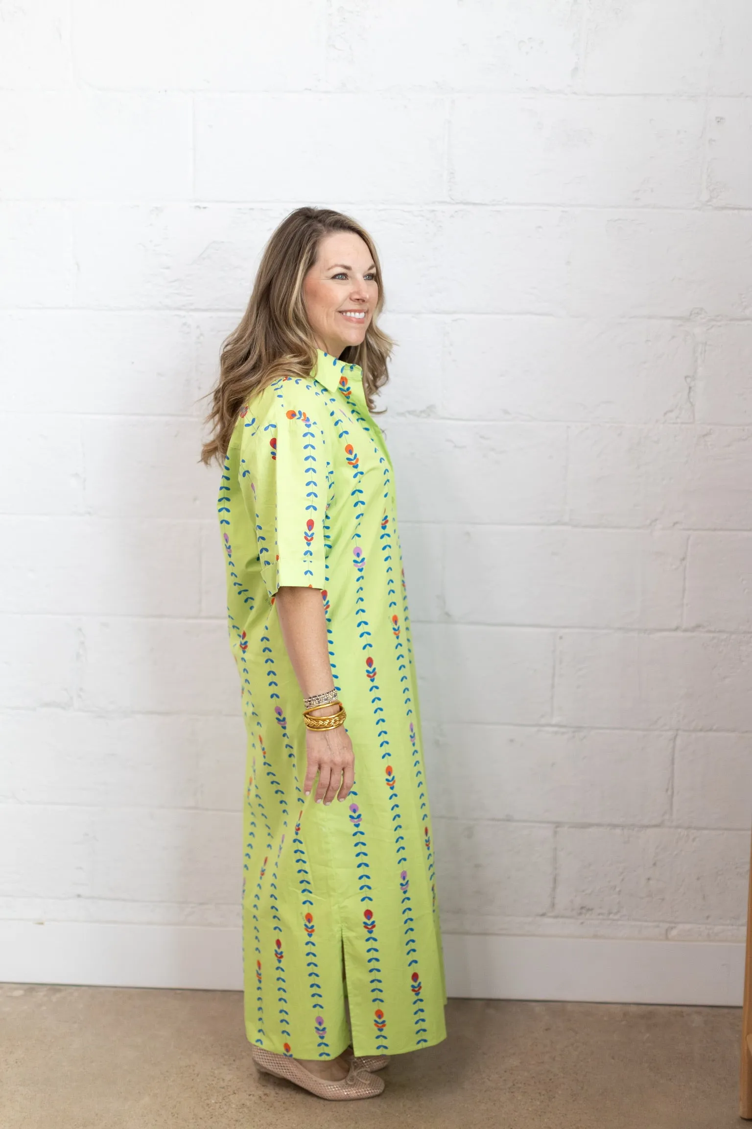 Lime Floral Vine Maxi Dress