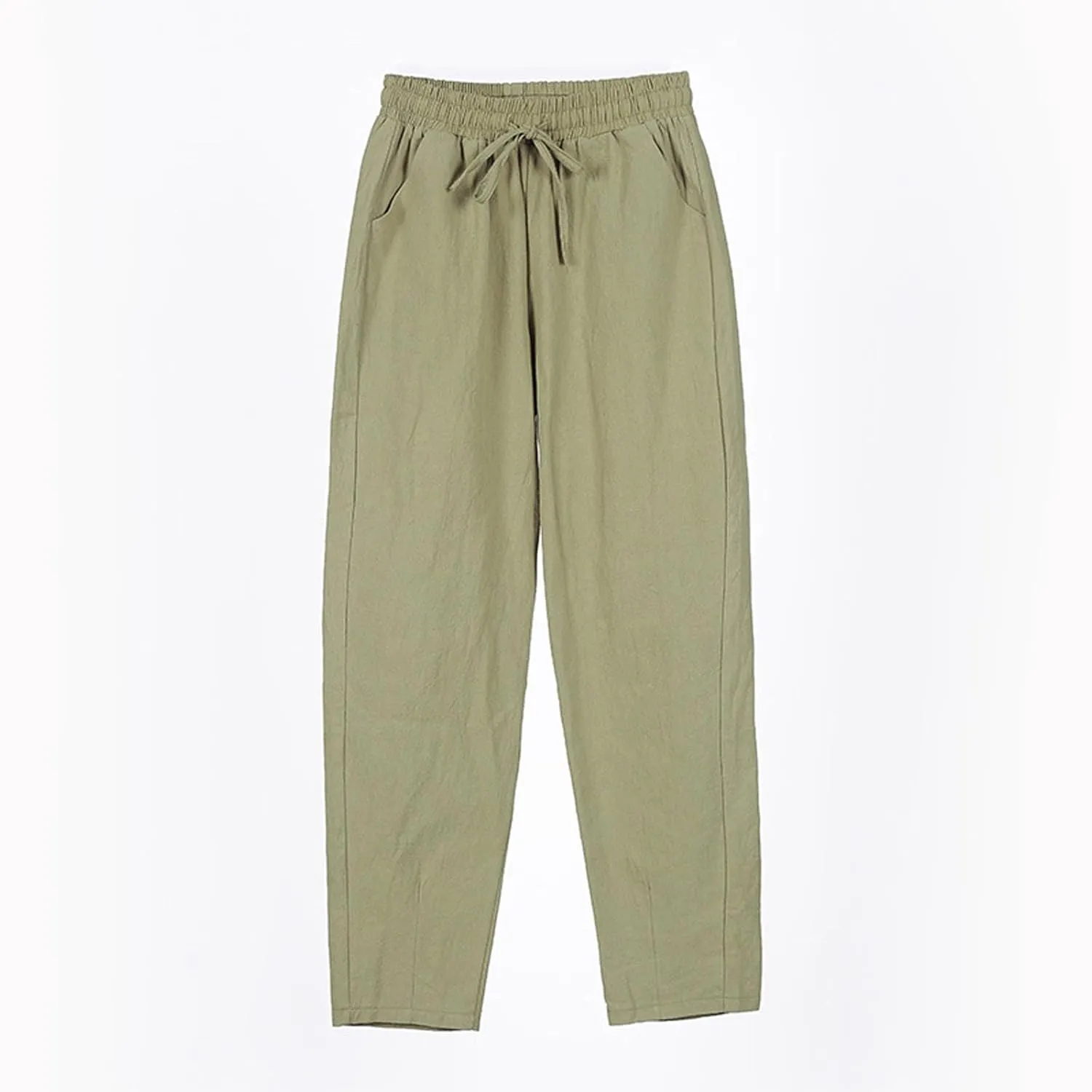 Linen Pants Women Wide Leg Palazzo Pants Lounge Pants with Pockets Drawstring High Elastic Waisted