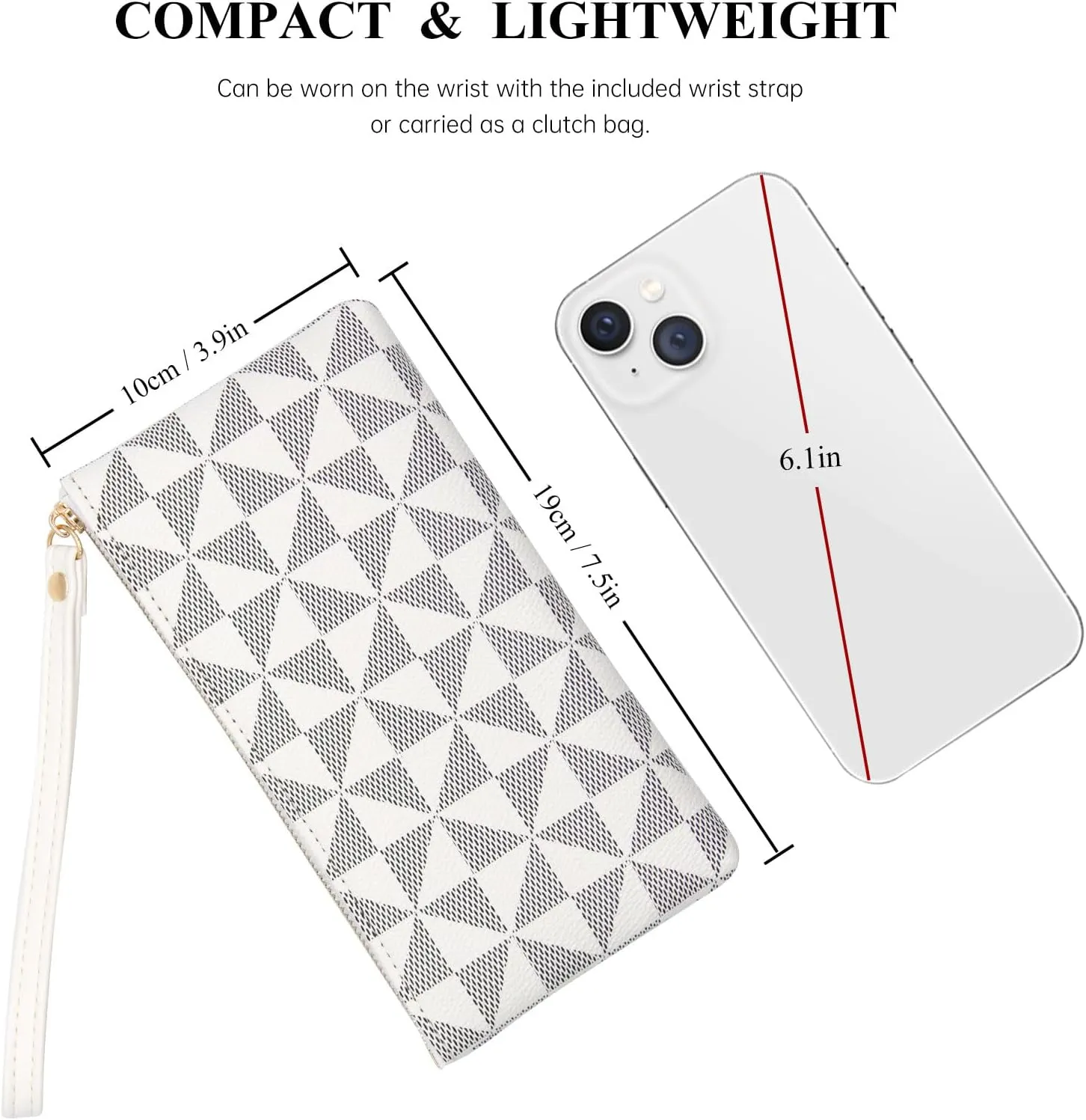 LJCZKA Wristlet Wallets for Women Clutch Purse PU Leather Handbags Cellphone Credit Card Holder with Wrist Strap (White)
