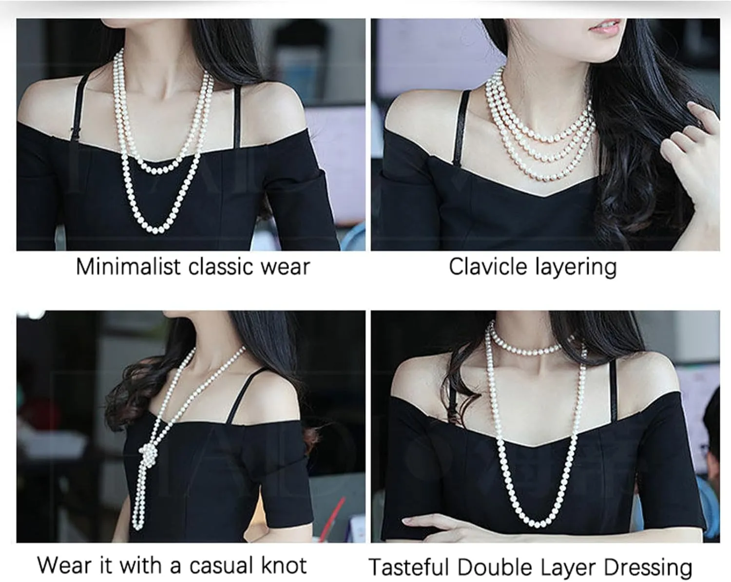 Long Pearl Necklace for Women 1920s Multi Strand Layered Pearl Necklaces 60in/150CM Vintage Beaded Faux Pearls Necklace Costume Jewelry