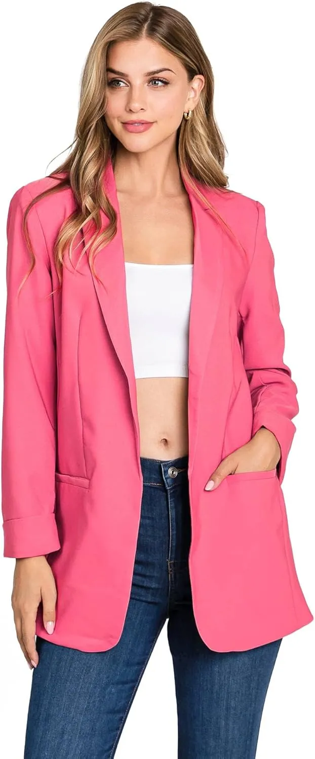Love Tree Women's Juniors Classic Office Workwear Boyfriend Blazer