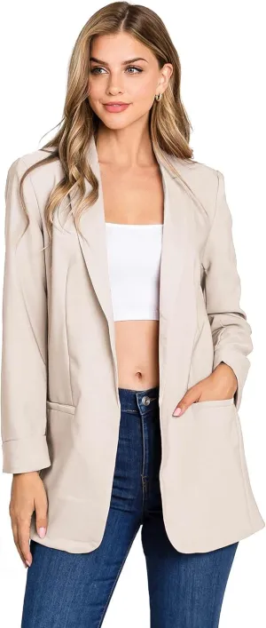 Love Tree Women's Juniors Classic Office Workwear Boyfriend Blazer