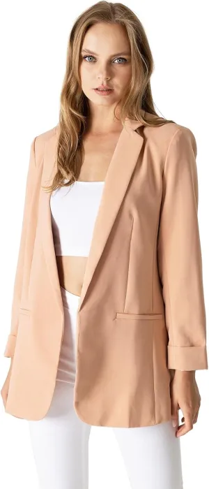 Love Tree Women's Juniors Classic Office Workwear Boyfriend Blazer