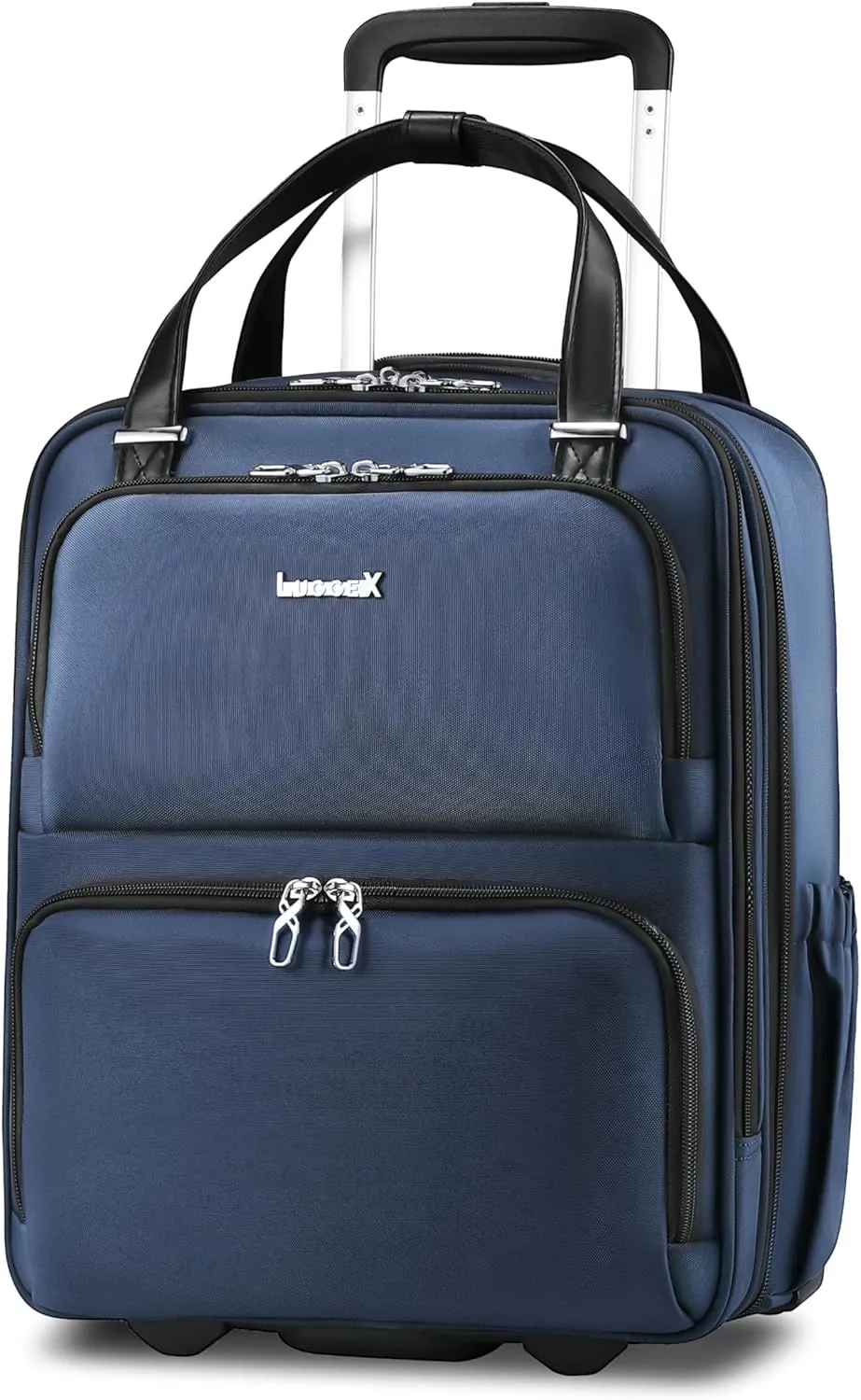 LUGGEX Underseat Carry On Luggage with Wheels, Lightweight Under Seat Luggage, Soft Sided Personal Item Suitcase (16 Inch, Blue)