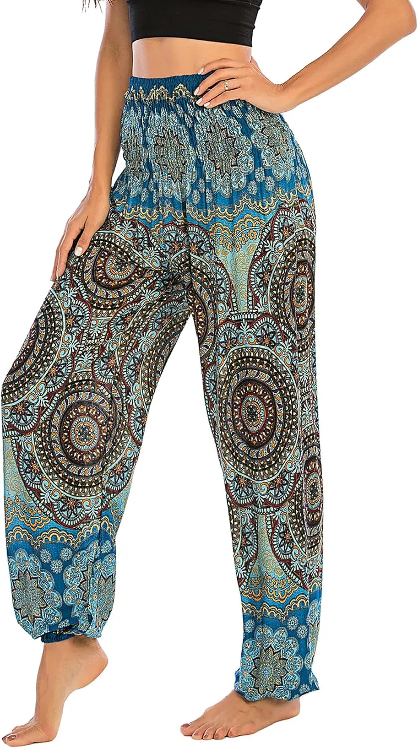 Lu's Chic Women's Thai Harem Pants Bohemian Yoga Pants Indian Loose Summer Boho Hippie Pants