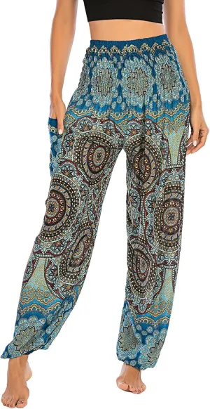 Lu's Chic Women's Thai Harem Pants Bohemian Yoga Pants Indian Loose Summer Boho Hippie Pants