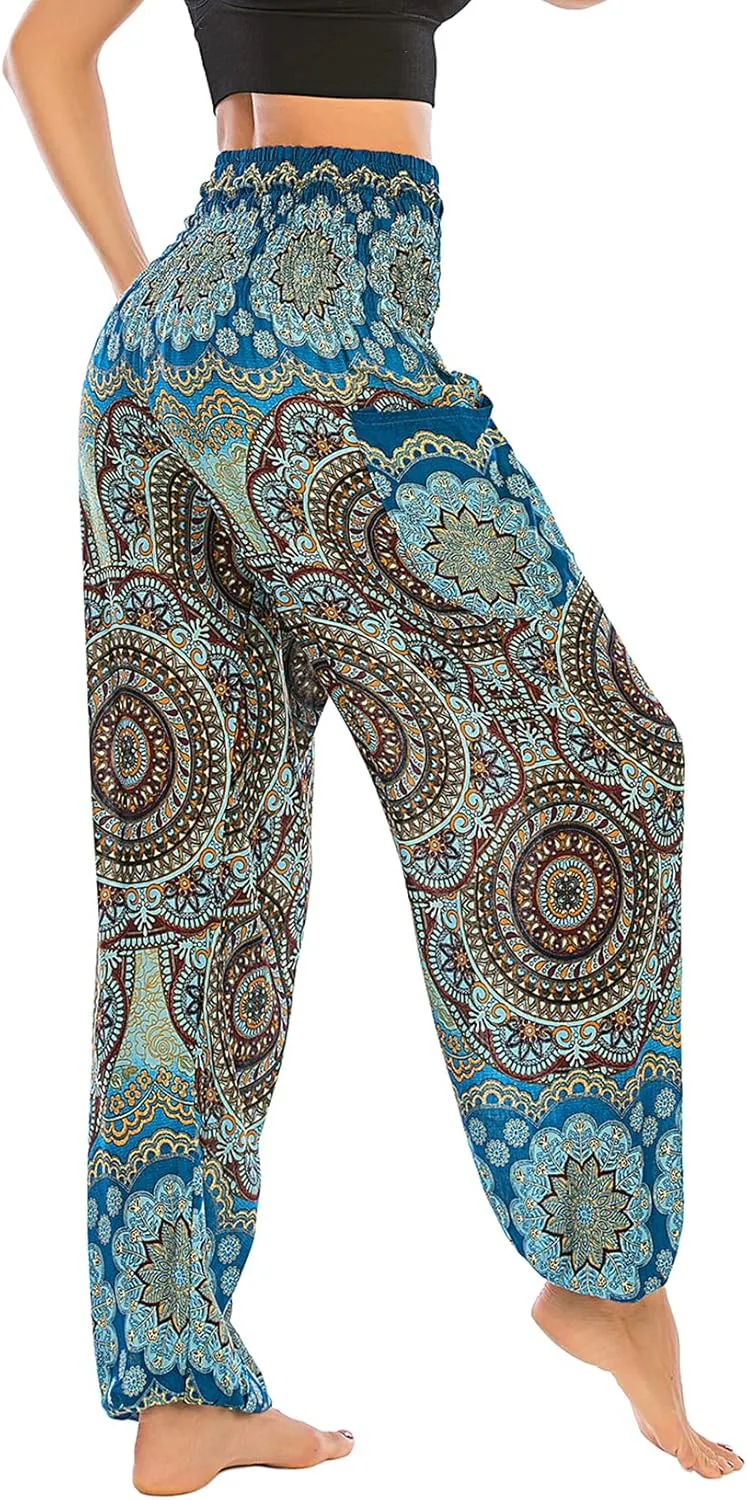 Lu's Chic Women's Thai Harem Pants Bohemian Yoga Pants Indian Loose Summer Boho Hippie Pants