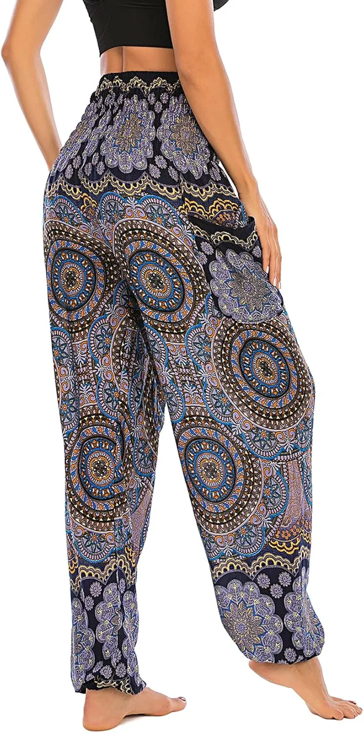 Lu's Chic Women's Thai Harem Pants Bohemian Yoga Pants Indian Loose Summer Boho Hippie Pants