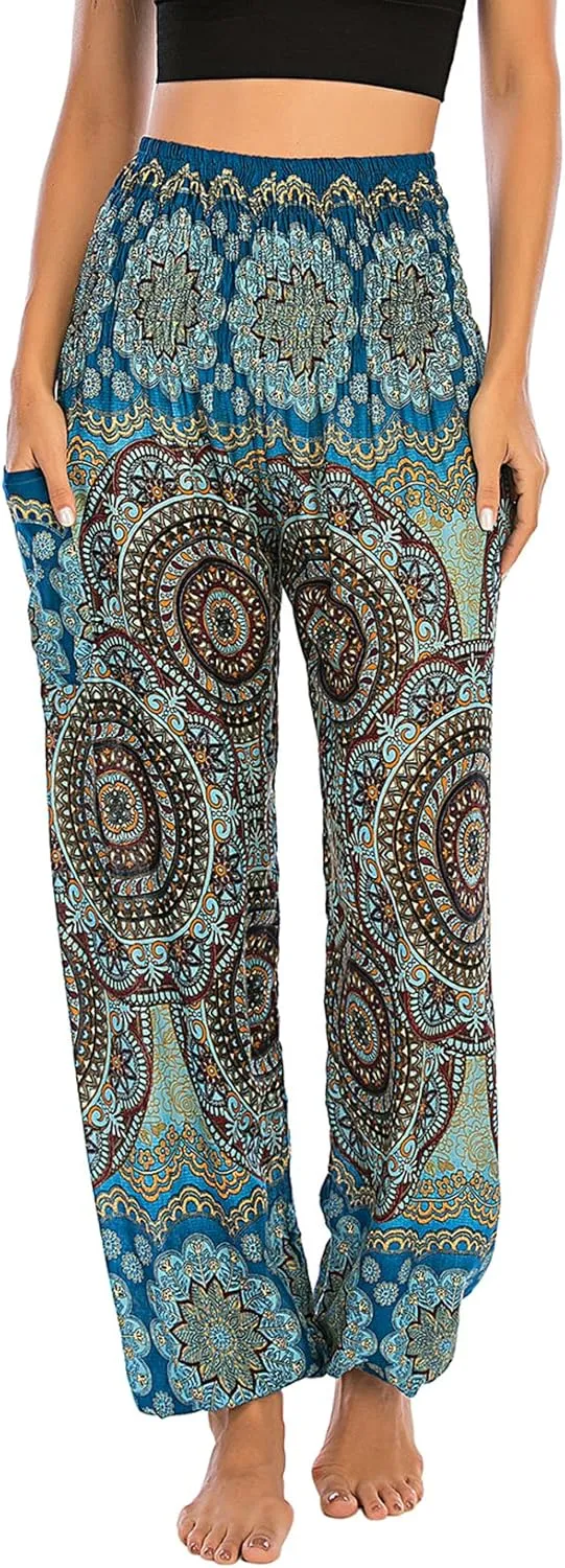 Lu's Chic Women's Thai Harem Pants Bohemian Yoga Pants Indian Loose Summer Boho Hippie Pants