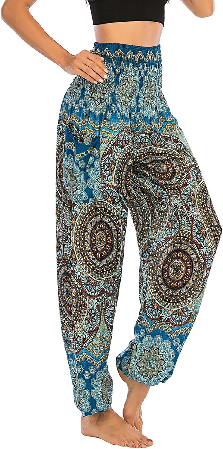 Lu's Chic Women's Thai Harem Pants Bohemian Yoga Pants Indian Loose Summer Boho Hippie Pants