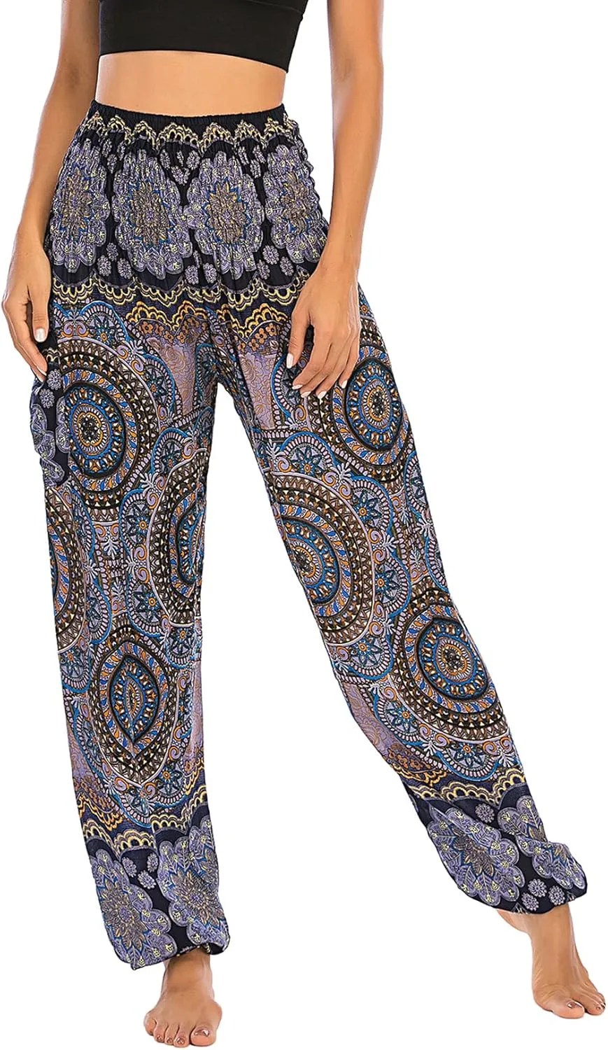 Lu's Chic Women's Thai Harem Pants Bohemian Yoga Pants Indian Loose Summer Boho Hippie Pants