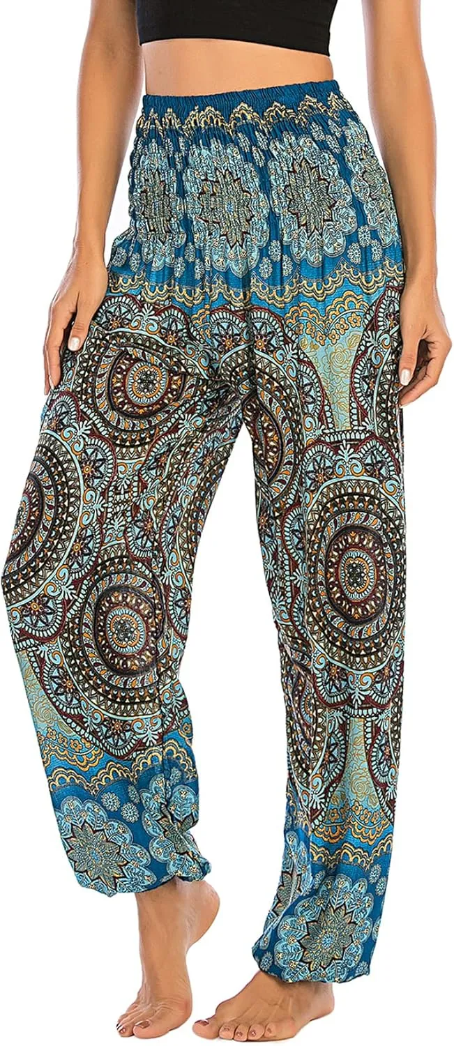 Lu's Chic Women's Thai Harem Pants Bohemian Yoga Pants Indian Loose Summer Boho Hippie Pants