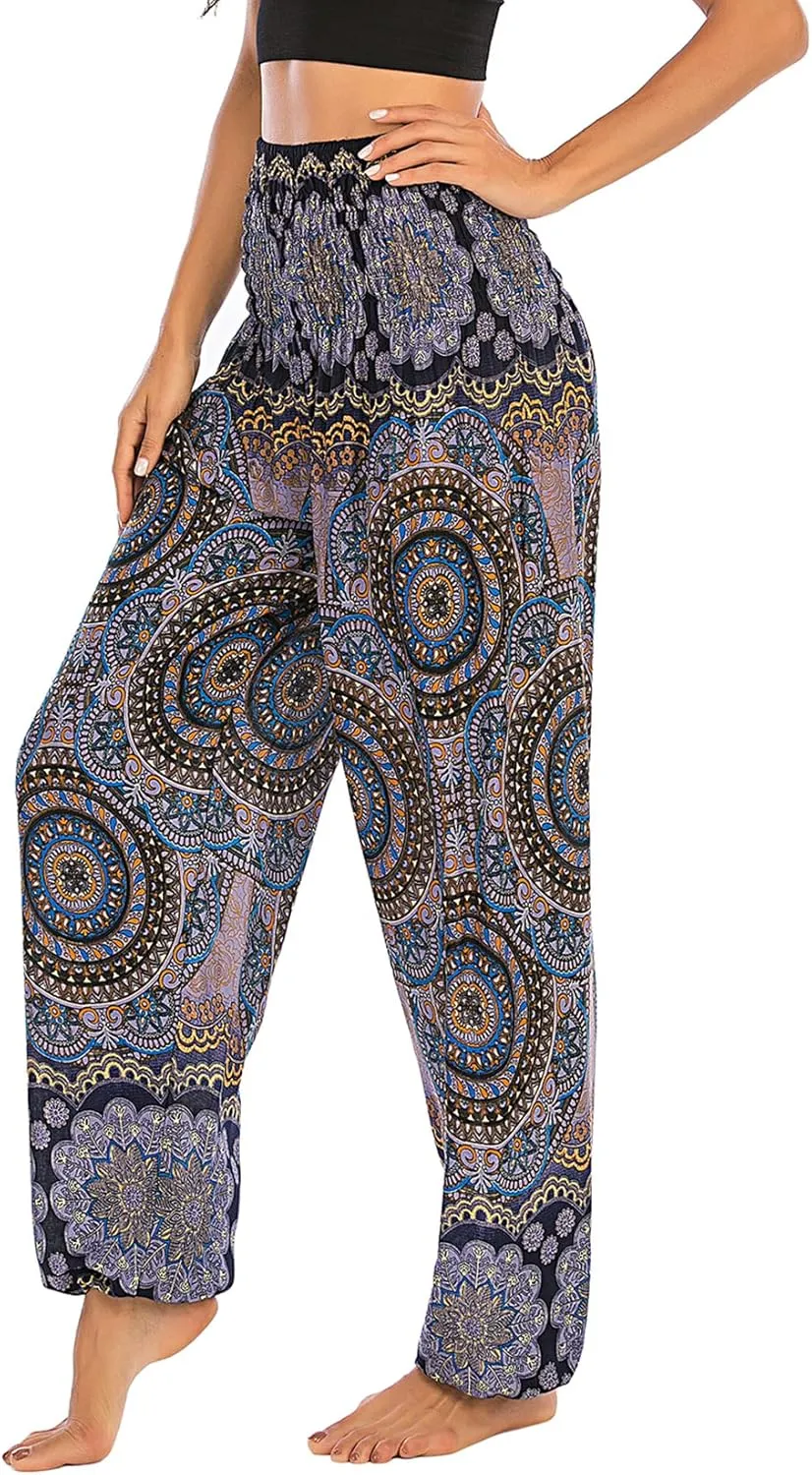 Lu's Chic Women's Thai Harem Pants Bohemian Yoga Pants Indian Loose Summer Boho Hippie Pants