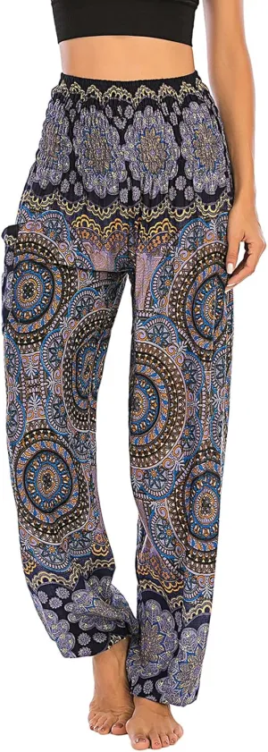 Lu's Chic Women's Thai Harem Pants Bohemian Yoga Pants Indian Loose Summer Boho Hippie Pants