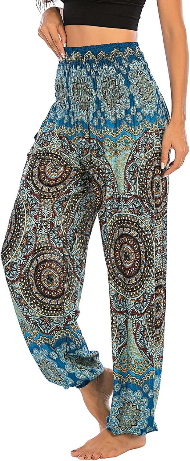 Lu's Chic Women's Thai Harem Pants Bohemian Yoga Pants Indian Loose Summer Boho Hippie Pants