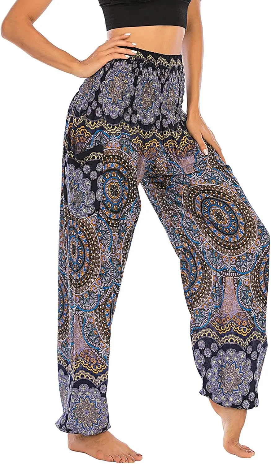 Lu's Chic Women's Thai Harem Pants Bohemian Yoga Pants Indian Loose Summer Boho Hippie Pants