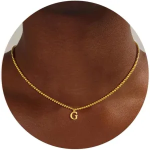 M MOOHAM Gold Beaded Initial Chain Choker Necklaces - 14K Gold Beaded Initial Necklace for Women Trendy Letter A-Z Dainty Choker Necklaces for Women, Tiny Small Jewelry Personalized Gifts