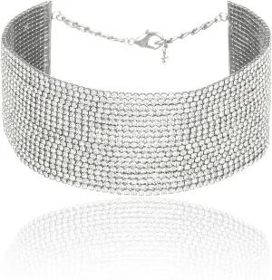 Madison Tyler Layered Chain Rhinestone Necklace for Women | Sparkle Silver Choker Necklace | Wedding Necklaces for Brides