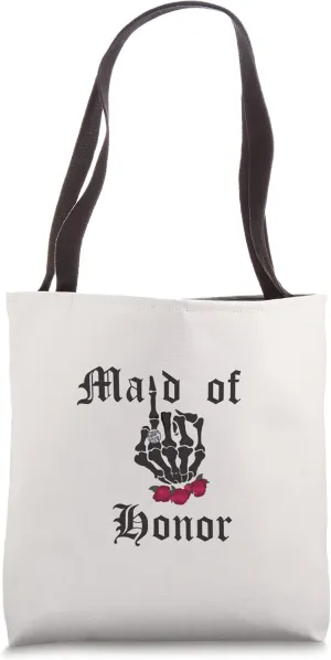 Maid of Honor Skull Roses Gothic Goth Bride Wedding Tote Bag