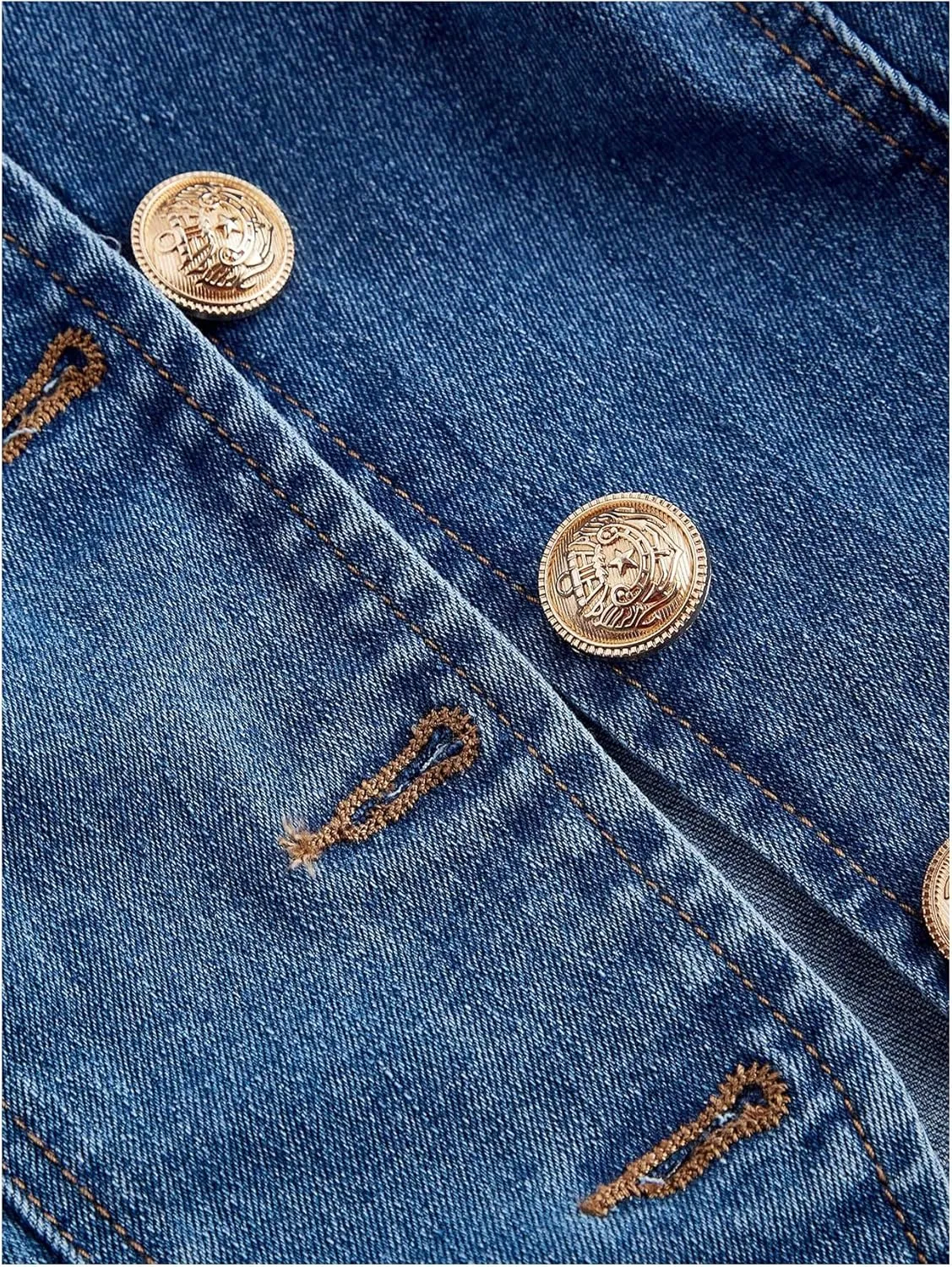 MakeMeChic Women's Summer Denim Jacket Button Down Sleeveless Jean Vest Top Waistcoat