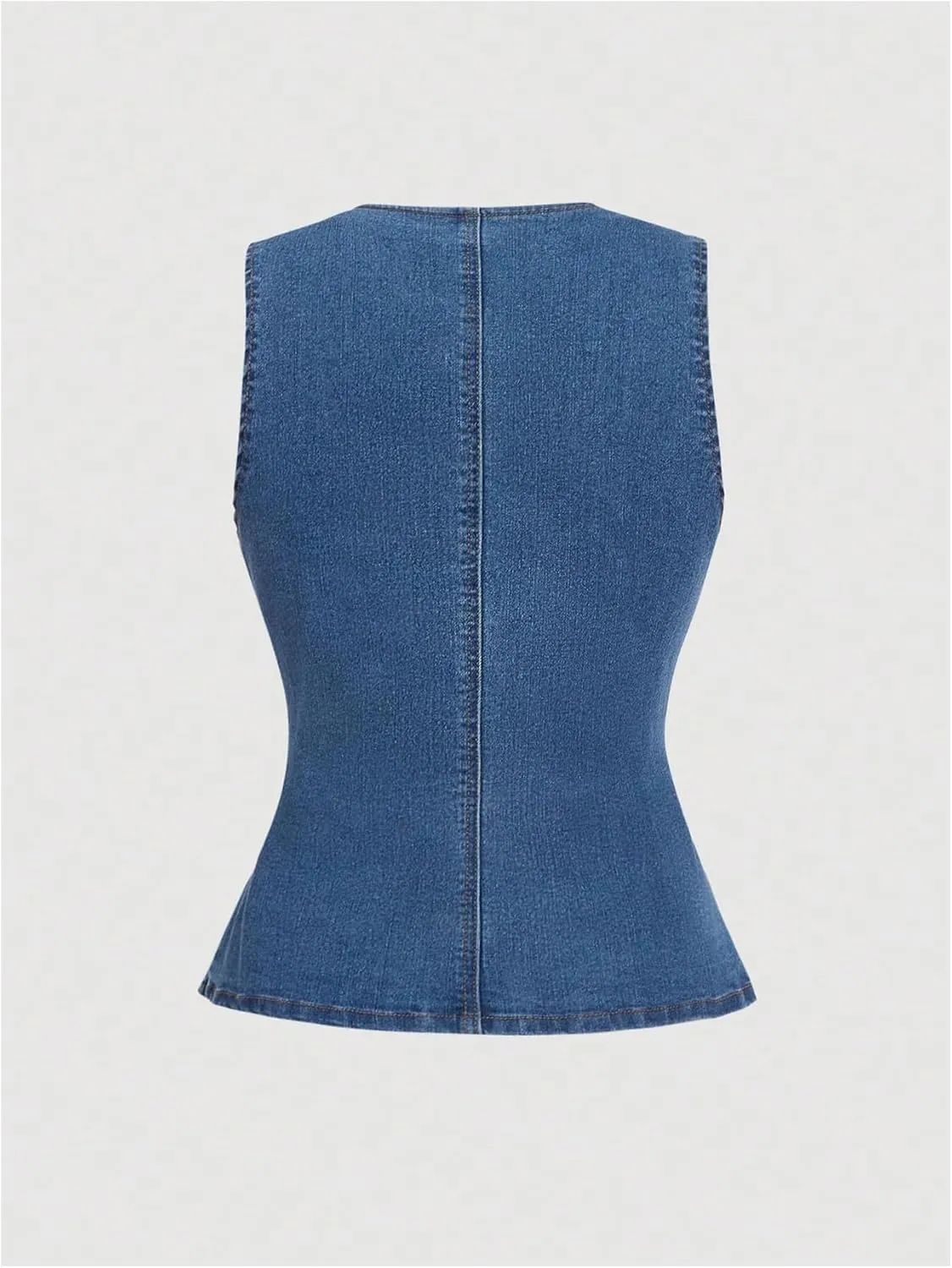 MakeMeChic Women's Summer Denim Jacket Button Down Sleeveless Jean Vest Top Waistcoat