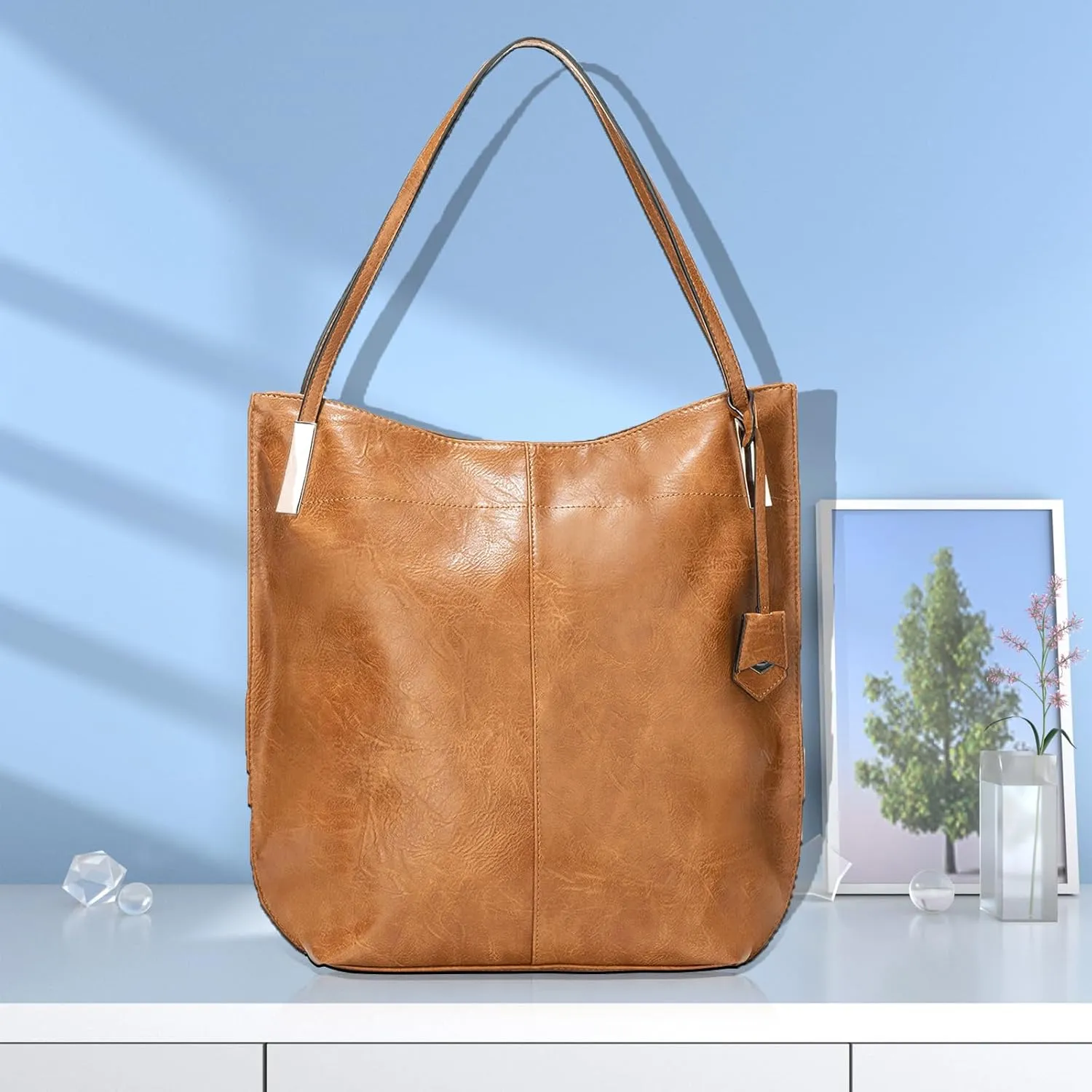 Master Key Soft Leather Tote Bag, Top Handle Womens Purses Satchel Shoulder Handbag, Reversible Hobo Bags Shopper Travel