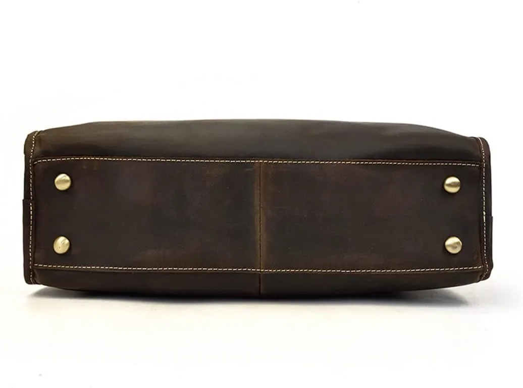 Men Briefcase Bag Genuine Cow Leather 15'' Laptop Business Totes Crazy Horse Leather Large Messenger Document Bag